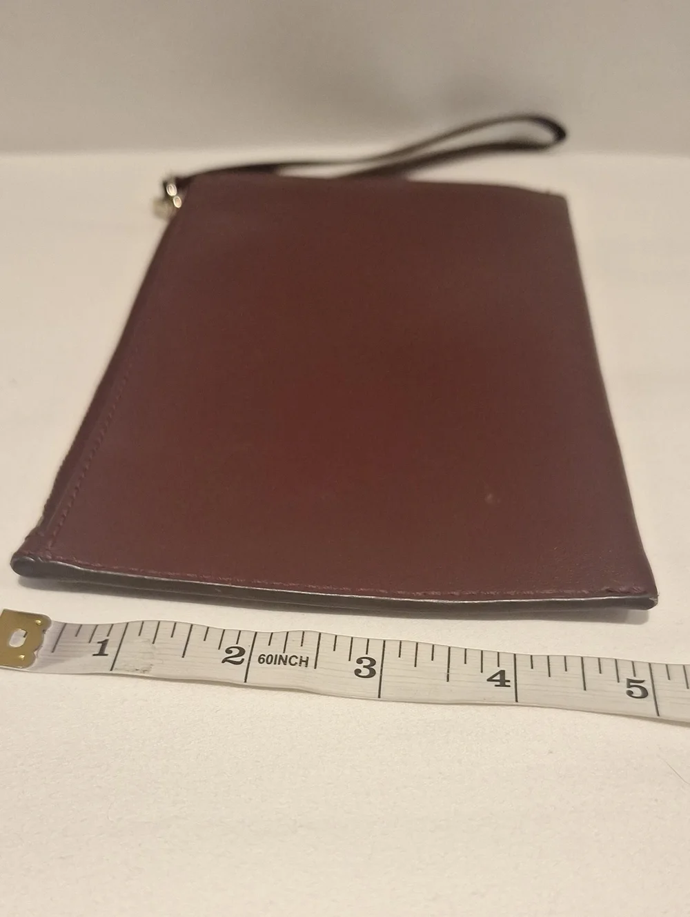 kate spade Brown Leather Zip Pouch with Gold Logo